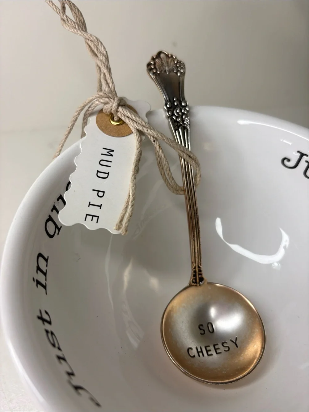 Mud Pie ‘Just In Queso’ Ceramic Dip Bowl Set with ‘So Cheesy’ Spoon